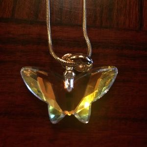 Swarovski Butterfly Pendant with Two Chains